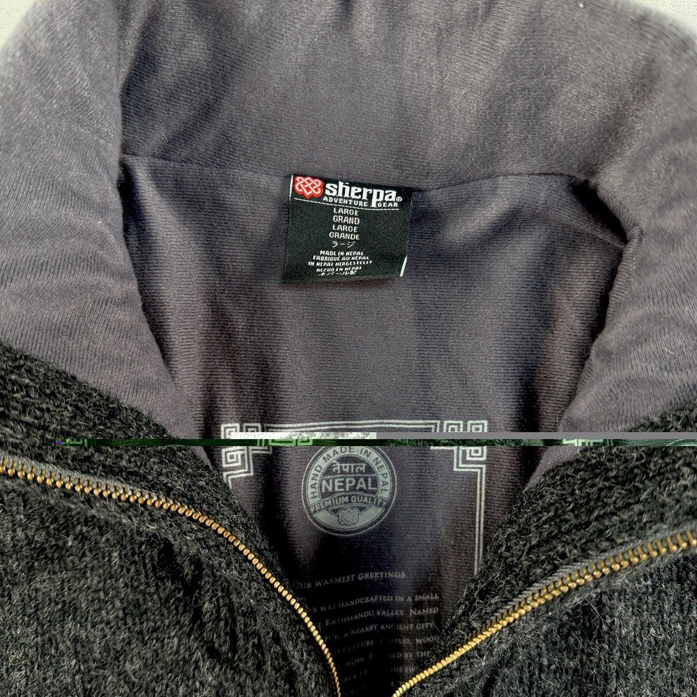 Sherpa Adventure Gear Wool Full Zip Sweater Mens L Fleece Lined Nepal Fair Isle - Picture 3 of 9